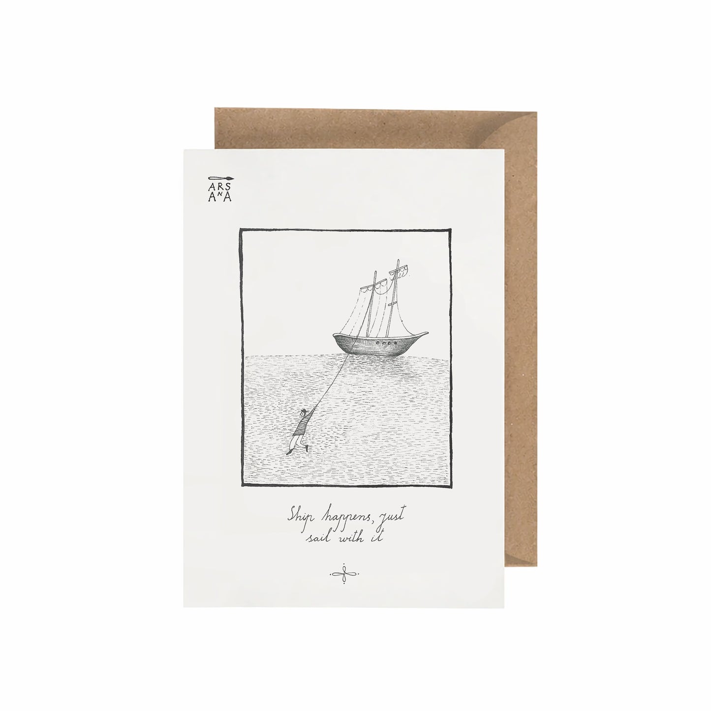 Funny Farewell & New Beginnings Postcard, Ship Happens, A6, with Envelope