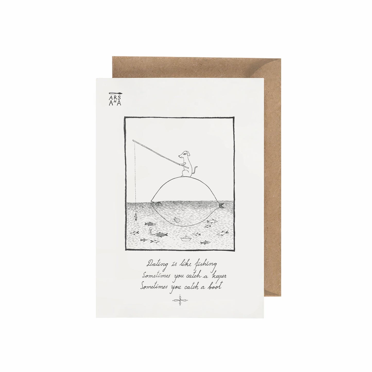 Funny & Dating Postcard, Dating Is Like Fishing, A6, with Envelope