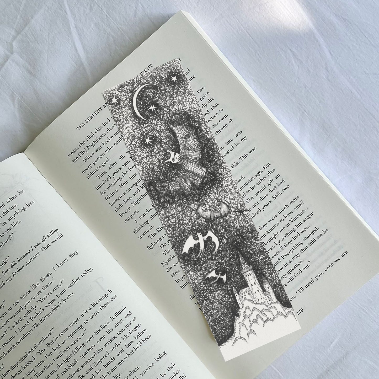 Gothic Bookmark, Illustrated Literary Gift for Book Lovers