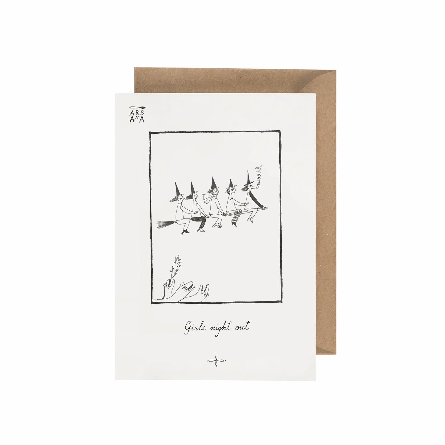 Friendship & Funny Halloween Postcard, Girls Night Out, A6, with Envelope
