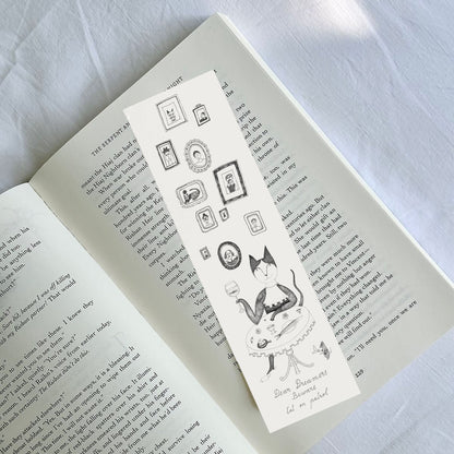 Cat Bookmark, Illustrated Literary Gift for Book Lovers