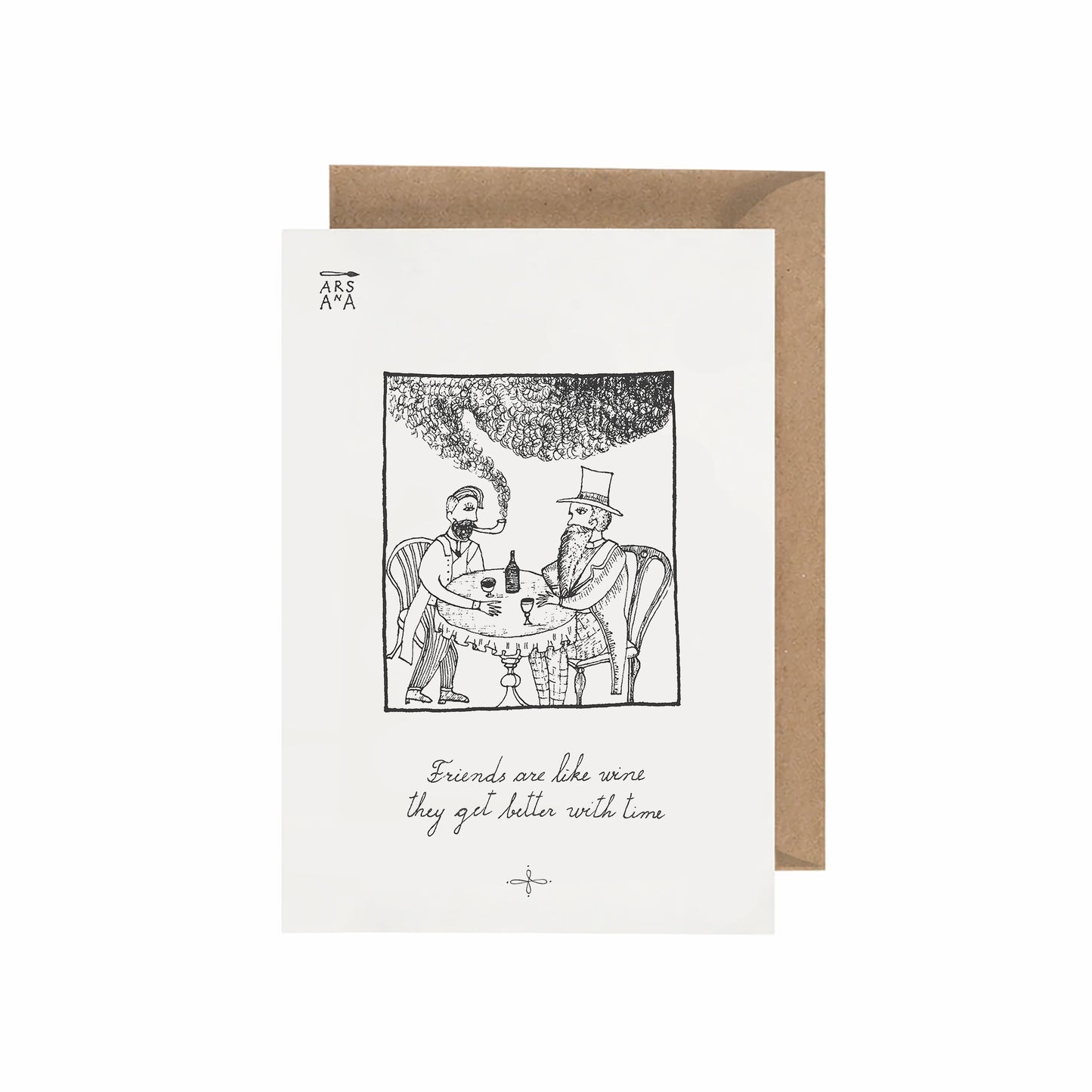Best friend & Anniversary Postcard, Friends Are Like Wine, A6, with Envelope
