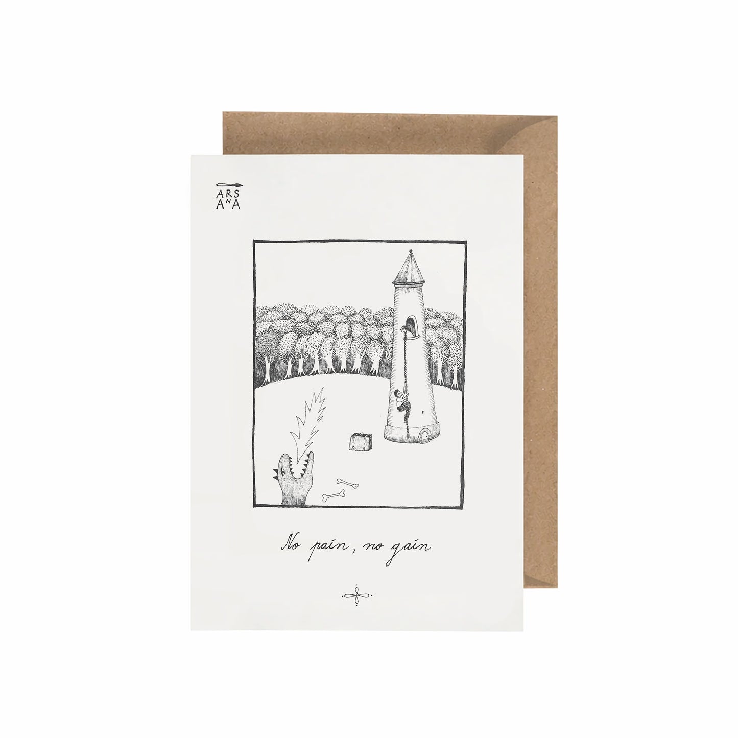 Encouragement & Funny love Postcard, No Pain No Gain, A6, with Envelope