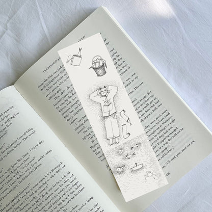 Fishing Cat Bookmark, Illustrated Literary Gift for Book Lovers