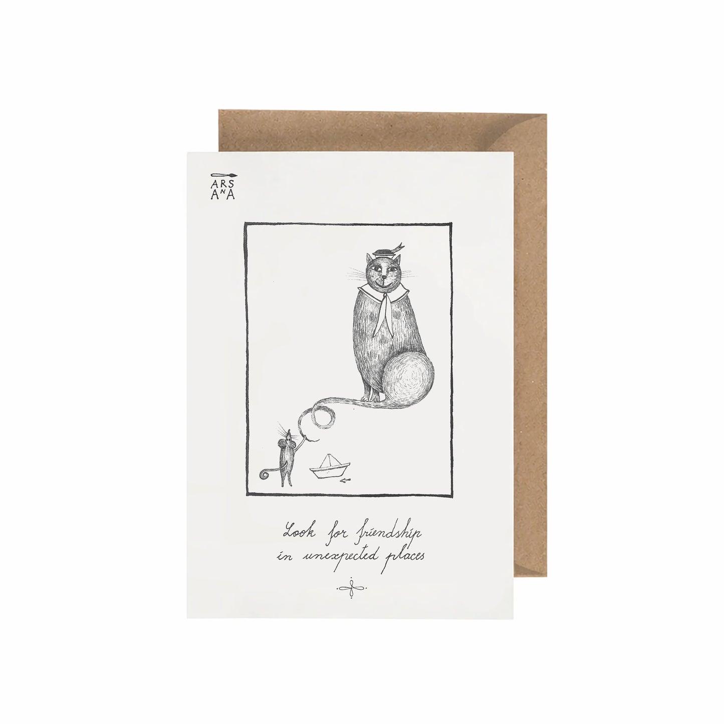 Friendship & Cat Lover Postcard, Friendship in Unexpected Places, A6, with Envelope