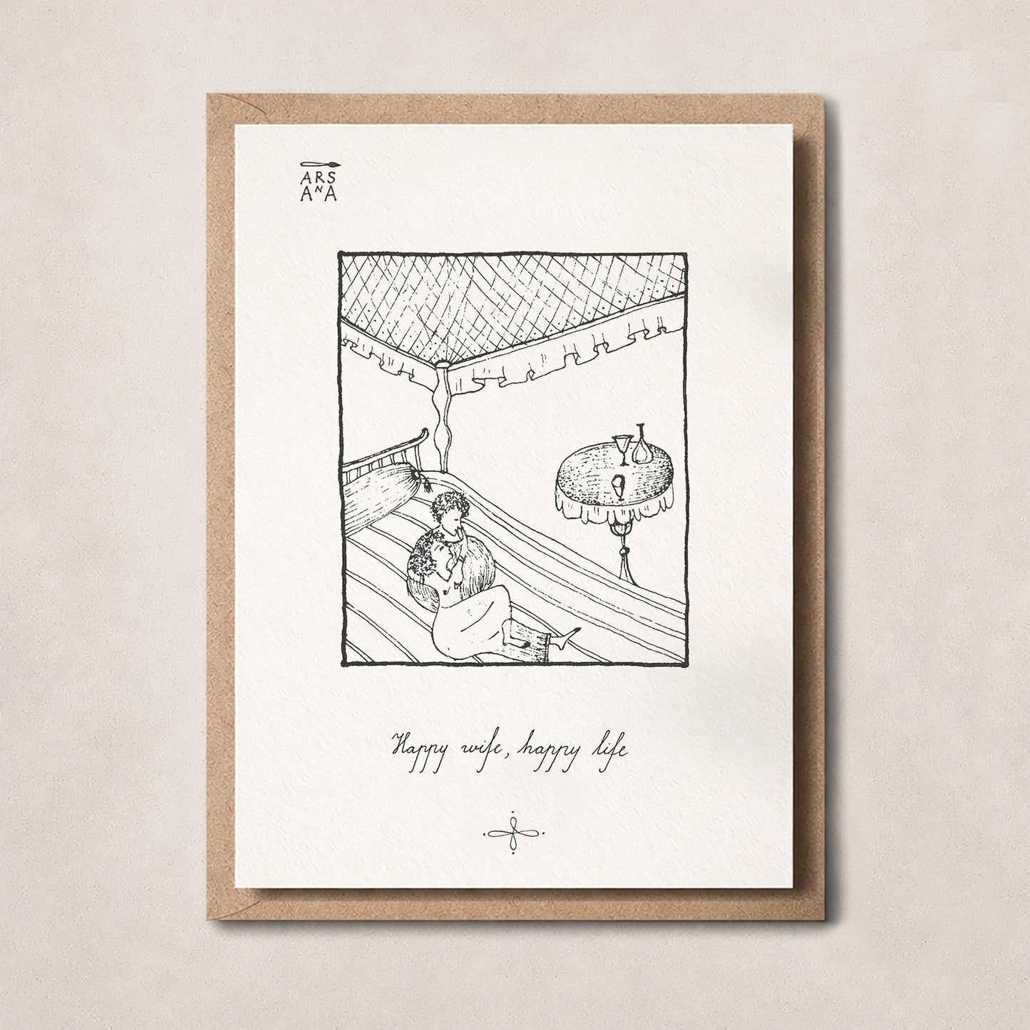 Anniversary & Love Postcard, Happy Wife Happy Life, A6, with Envelope