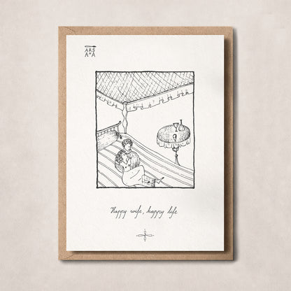 Anniversary & Love Postcard, Happy Wife Happy Life, A6, with Envelope
