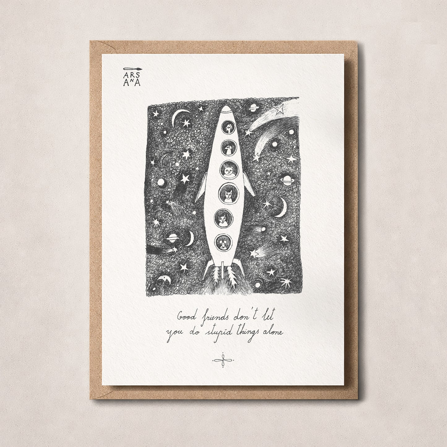 Friendship & Support Postcard, Good Friends, A6, with Envelope