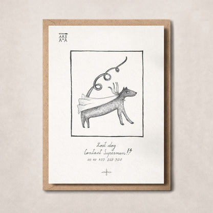 Funny & Dog Lover Postcard, Lost Dog Contact Superman, A6, with Envelope