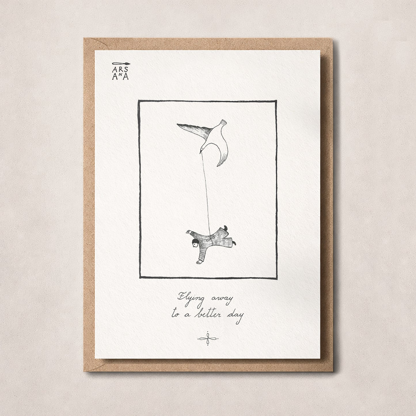Farewell & New Beginnings Postcard, Flying Away to a Better Day, A6, with Envelope