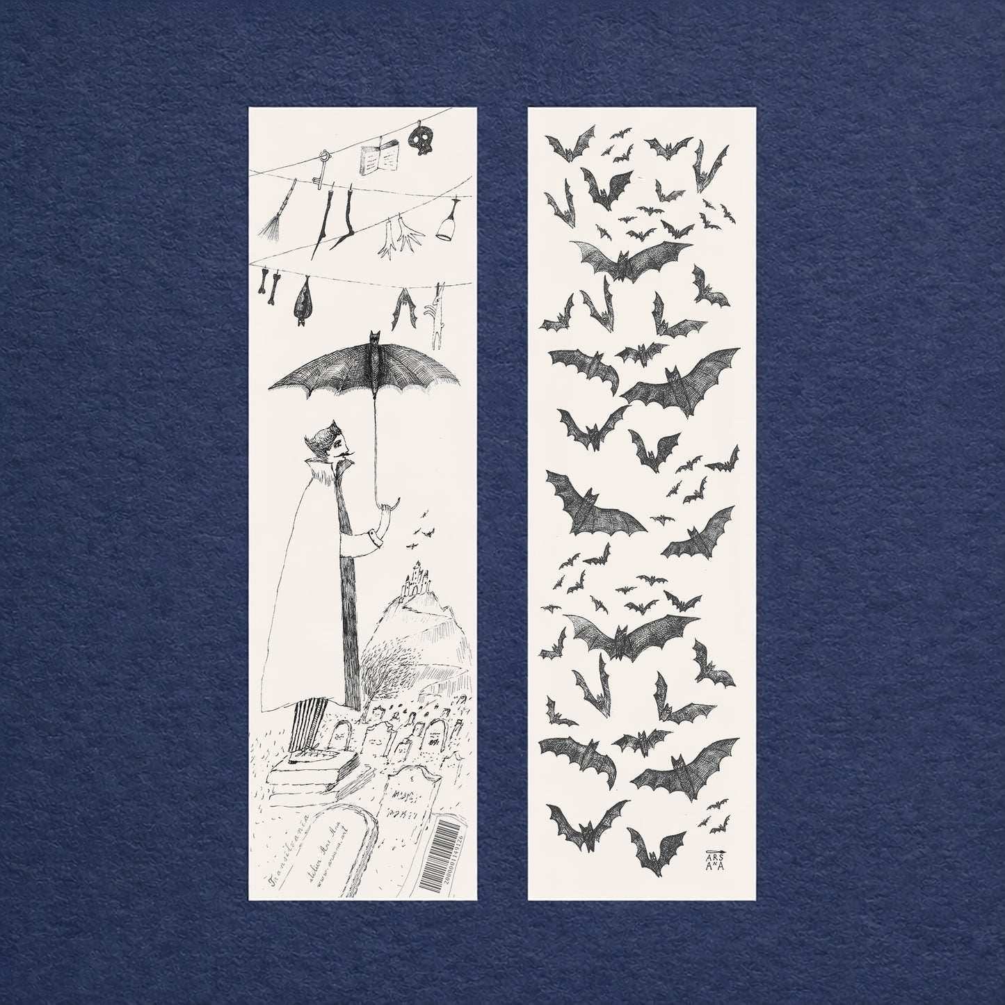 Dracula at Cemetery Bookmark, Illustrated Literary Gift for Book Lovers