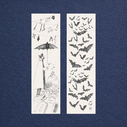 Dracula at Cemetery Bookmark, Illustrated Literary Gift for Book Lovers