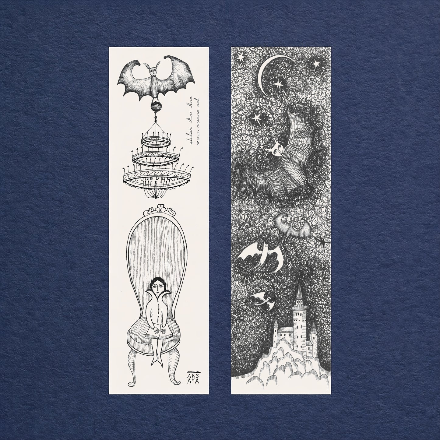 Gothic Bookmark, Illustrated Literary Gift for Book Lovers