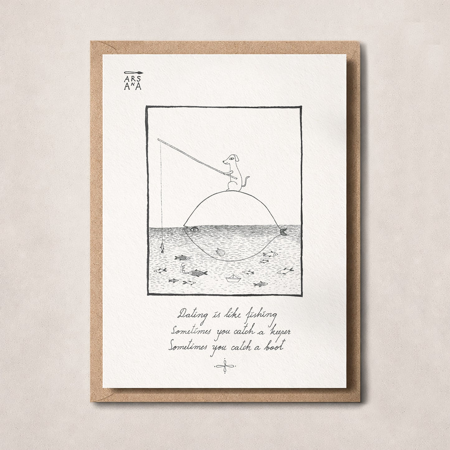 Funny & Dating Postcard, Dating Is Like Fishing, A6, with Envelope