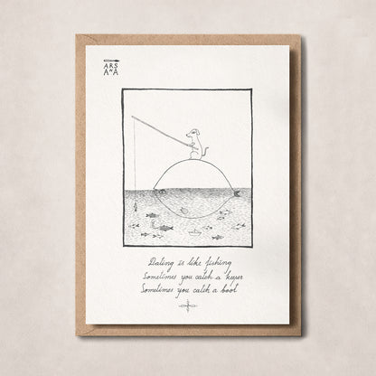 Funny & Dating Postcard, Dating Is Like Fishing, A6, with Envelope