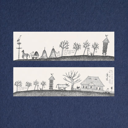 Village Life Bookmark, Illustrated Literary Gift for Book Lovers