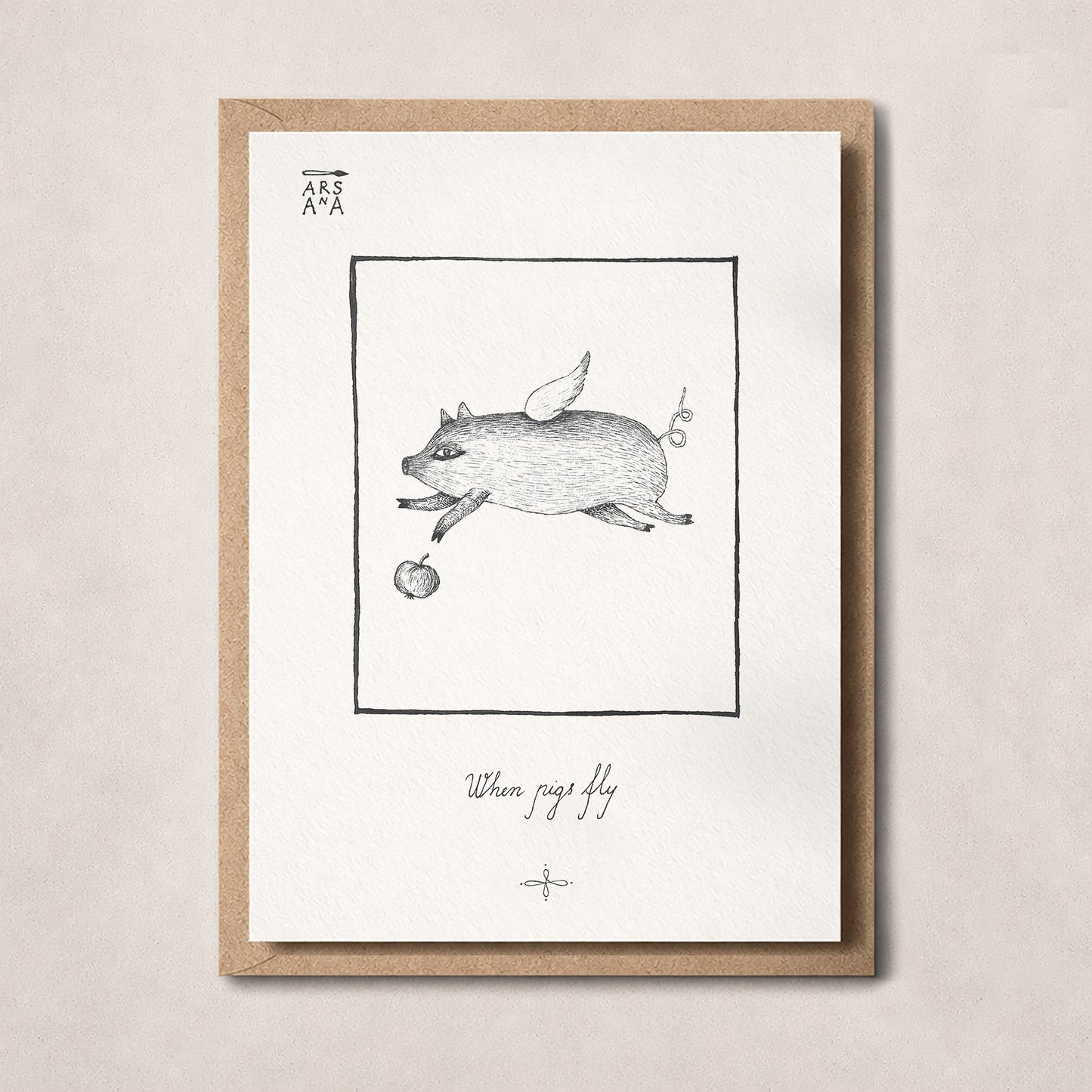 Funny & Everyday Postcard, When Pigs Fly, A6, with Envelope