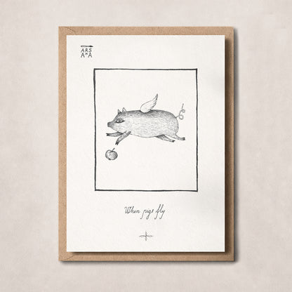 Funny & Everyday Postcard, When Pigs Fly, A6, with Envelope
