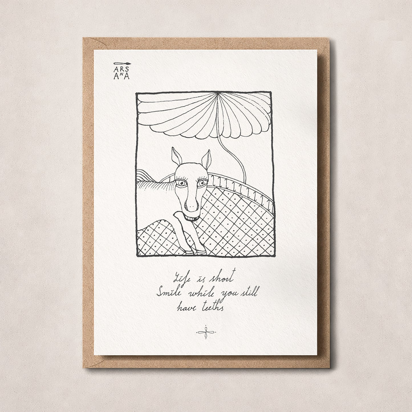 Funny & Birthday Postcard, Life is short, smile , A6, with Envelope
