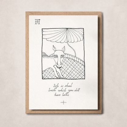 Funny & Birthday Postcard, Life is short, smile , A6, with Envelope