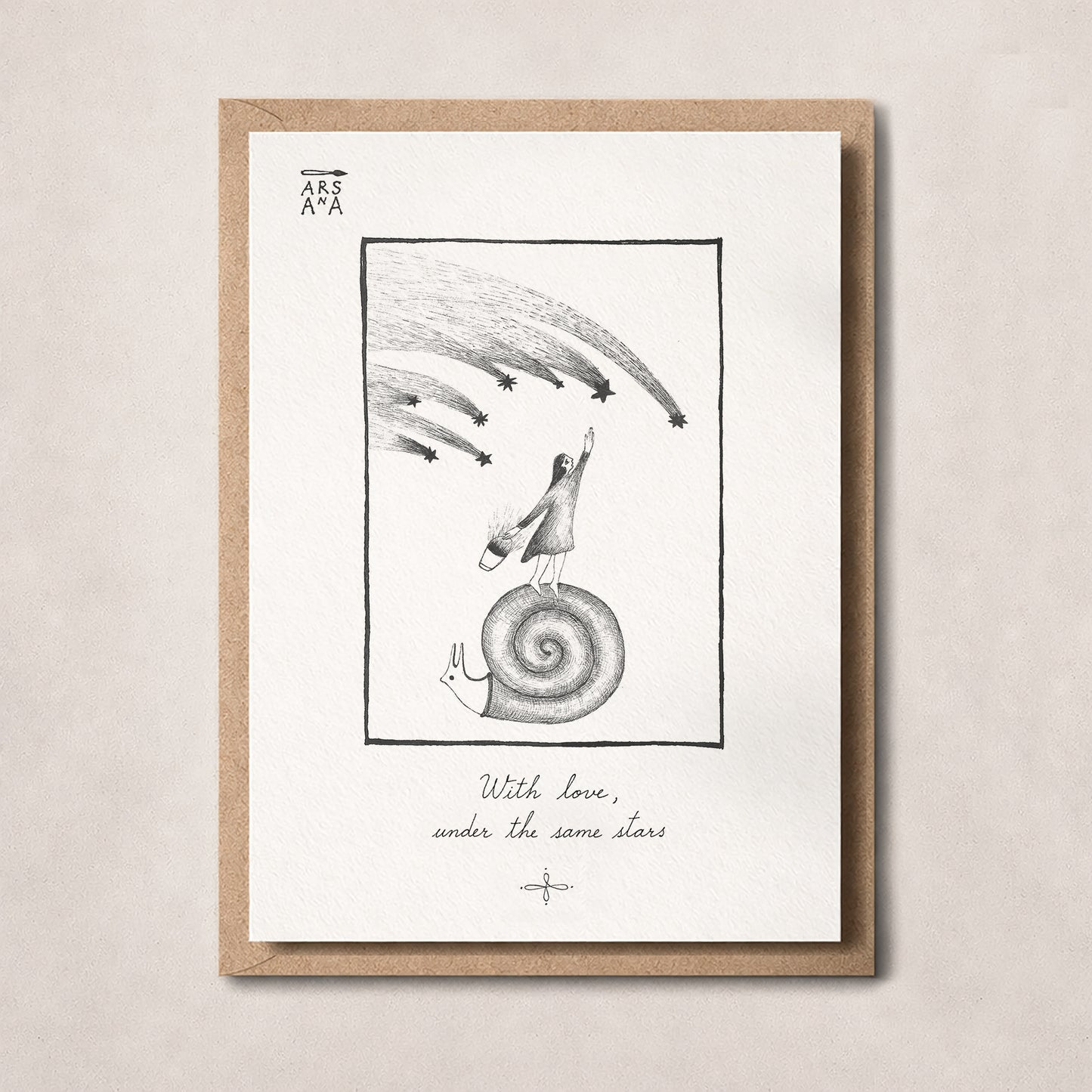 Love & Long Distance Postcard, With Love Under the Same Stars, A6, with Envelope