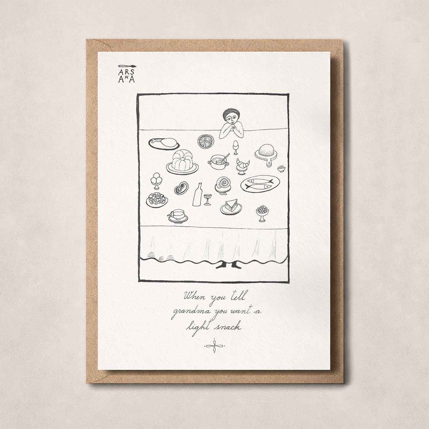 Funny & Family Postcard, Grandma’s Light Snack, A6, with Envelope