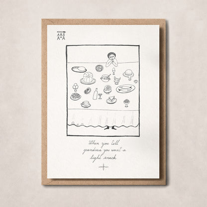Funny & Family Postcard, Grandma’s Light Snack, A6, with Envelope