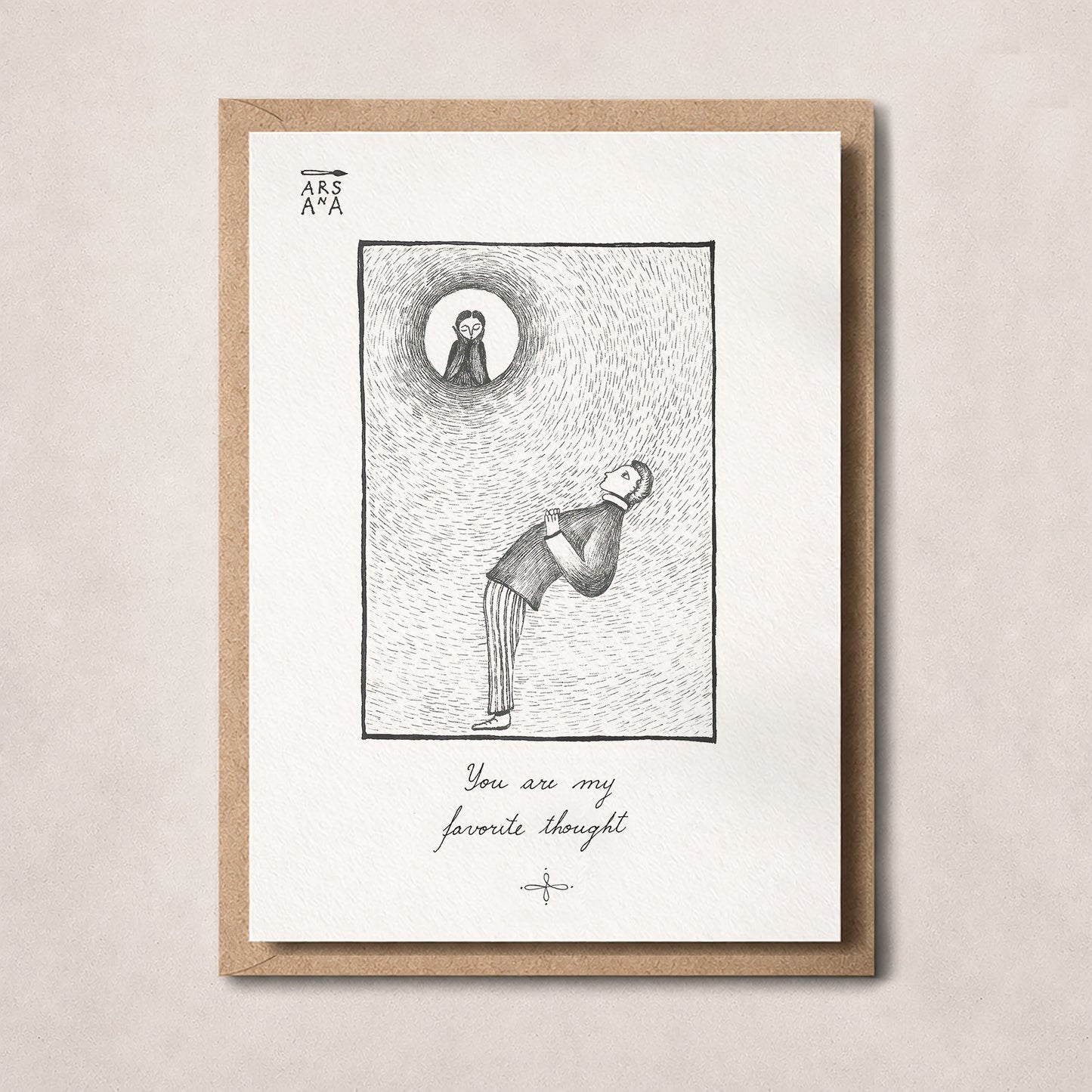 Love & Thinking of you Postcard, You Are My Favorite Thought, A6, with Envelope