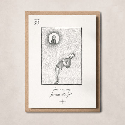 Love & Thinking of you Postcard, You Are My Favorite Thought, A6, with Envelope