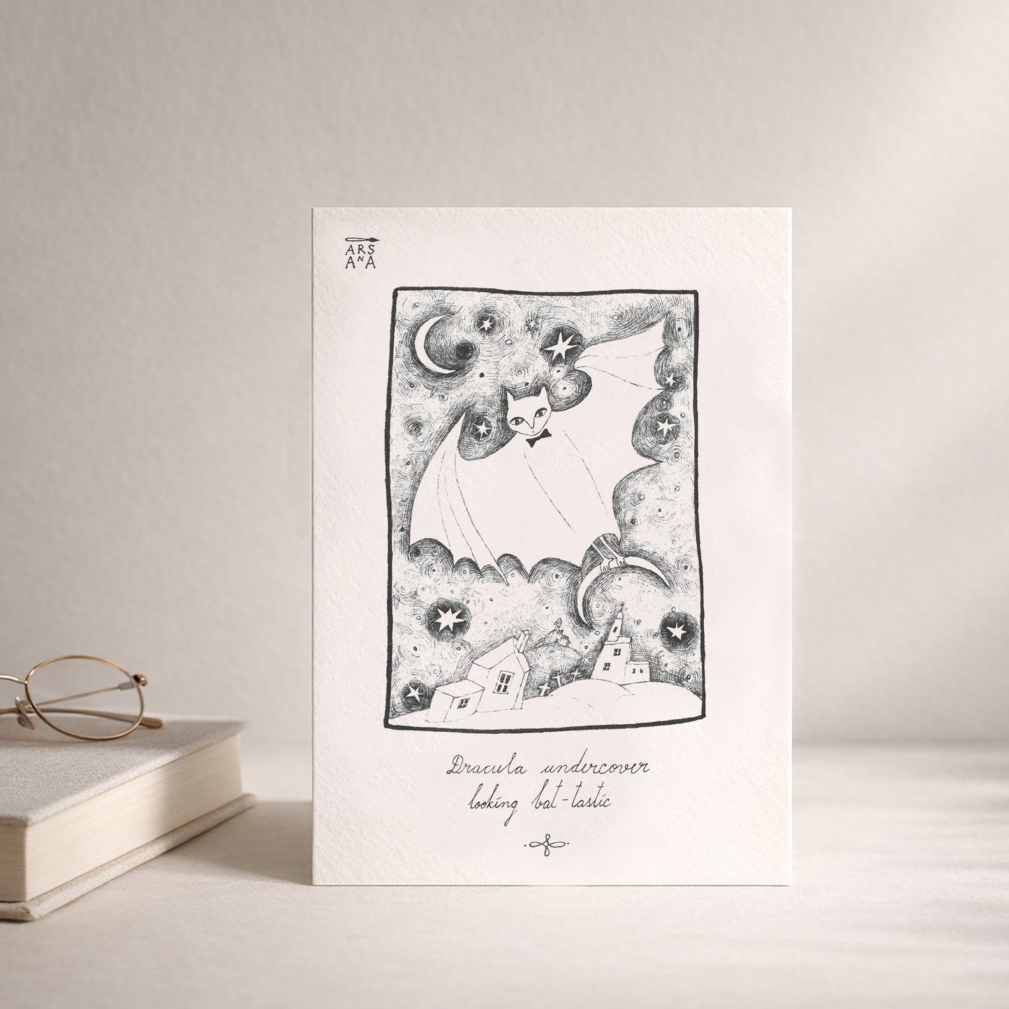 Dracula undercover, looking bat-tastic, A6 with Recycled Envelope