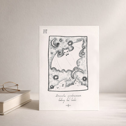 Dracula undercover, looking bat-tastic, A6 with Recycled Envelope