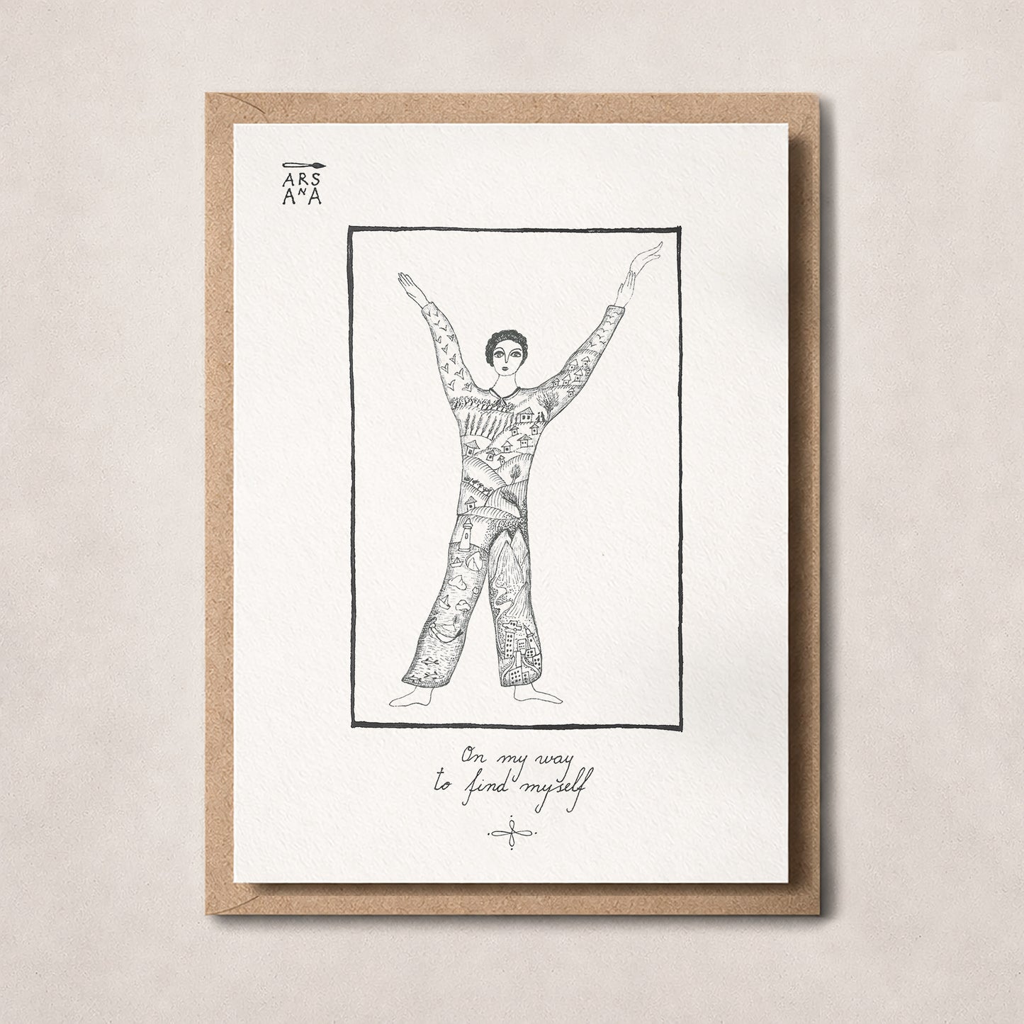 New Beginnings & Self-Discovery Postcard, On My Way to Find Myself, A6, with Envelope