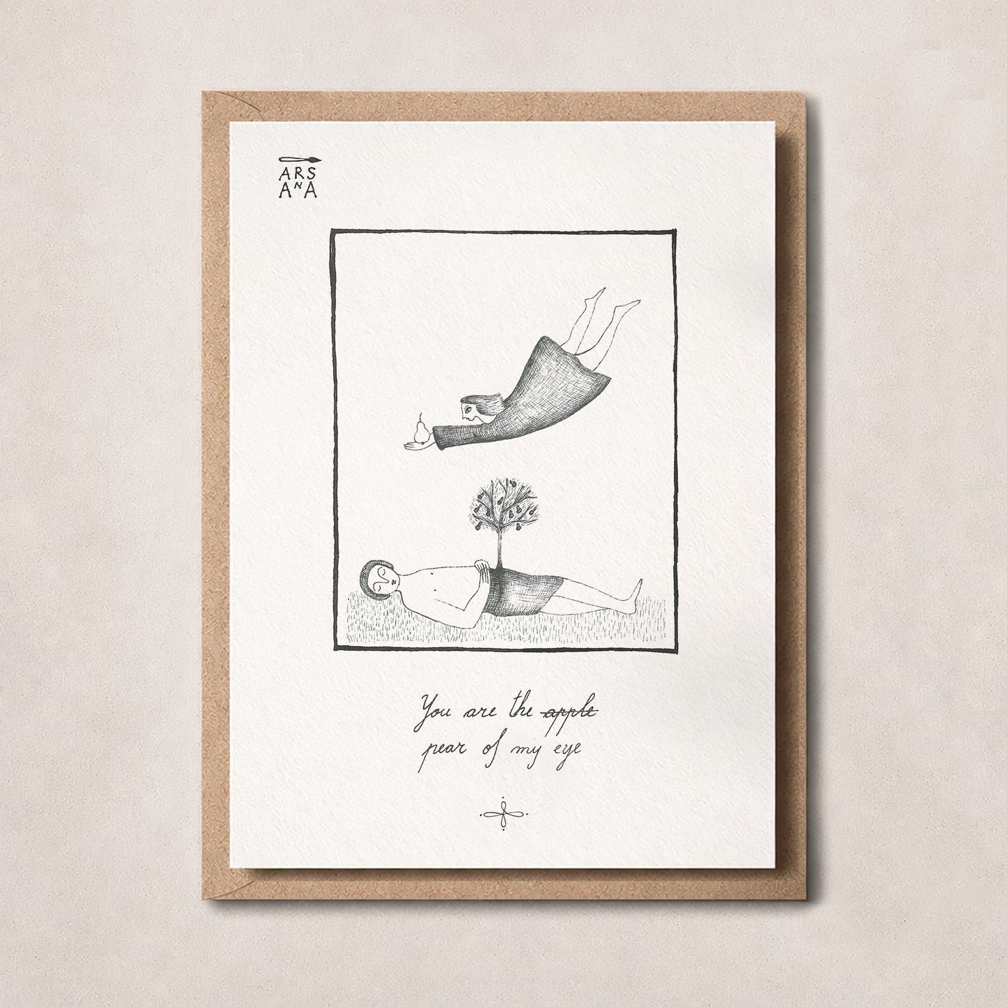 Funny Love Postcard, You Are the Pear of my eye, A6, with Envelope