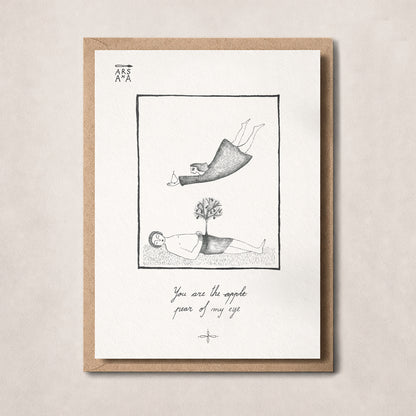 Funny Love Postcard, You Are the Pear of my eye, A6, with Envelope
