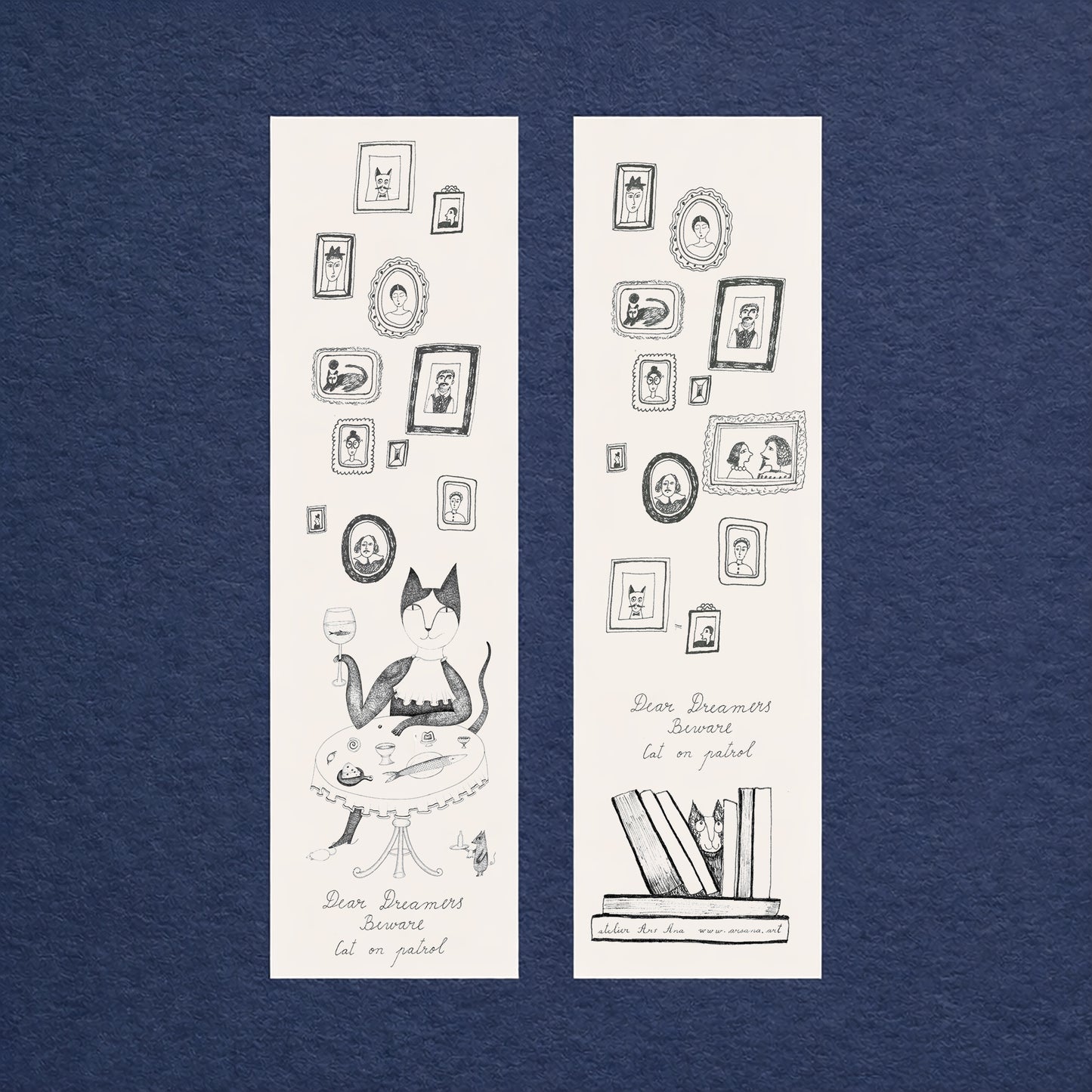 Cat Bookmark, Illustrated Literary Gift for Book Lovers
