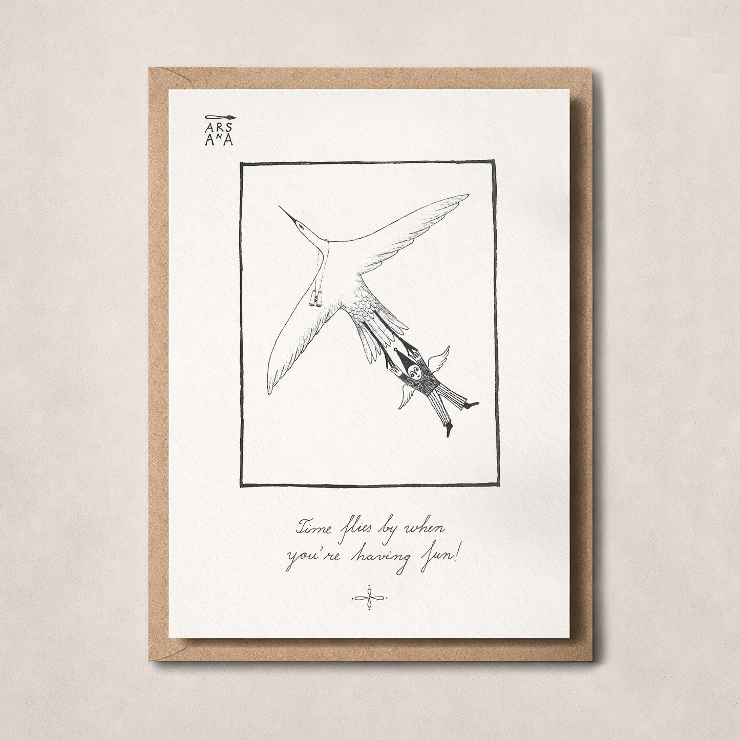 Holiday & New Beginnings Postcard, Time flies by, when you are having fun, A6, with Envelope