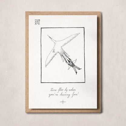 Holiday & New Beginnings Postcard, Time flies by, when you are having fun, A6, with Envelope