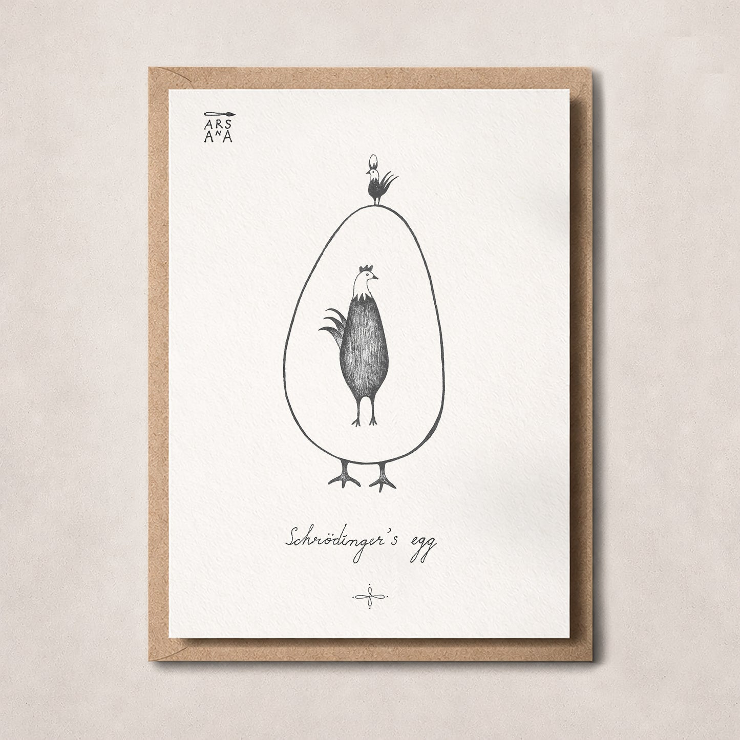 Funny & Nerdy Postcard, Schrödinger’s Egg, A6, with Envelope