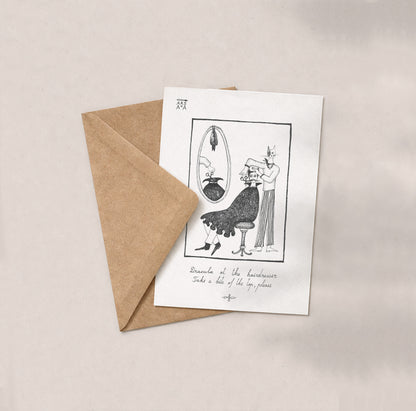 Dracula at the hairdresser, Take a bite of the top, please, A6 with Recycled Envelope