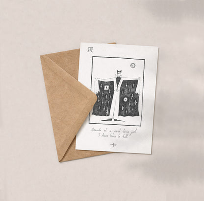 Dracula at a part time job, I have time to kill, A6 with Recycled Envelope