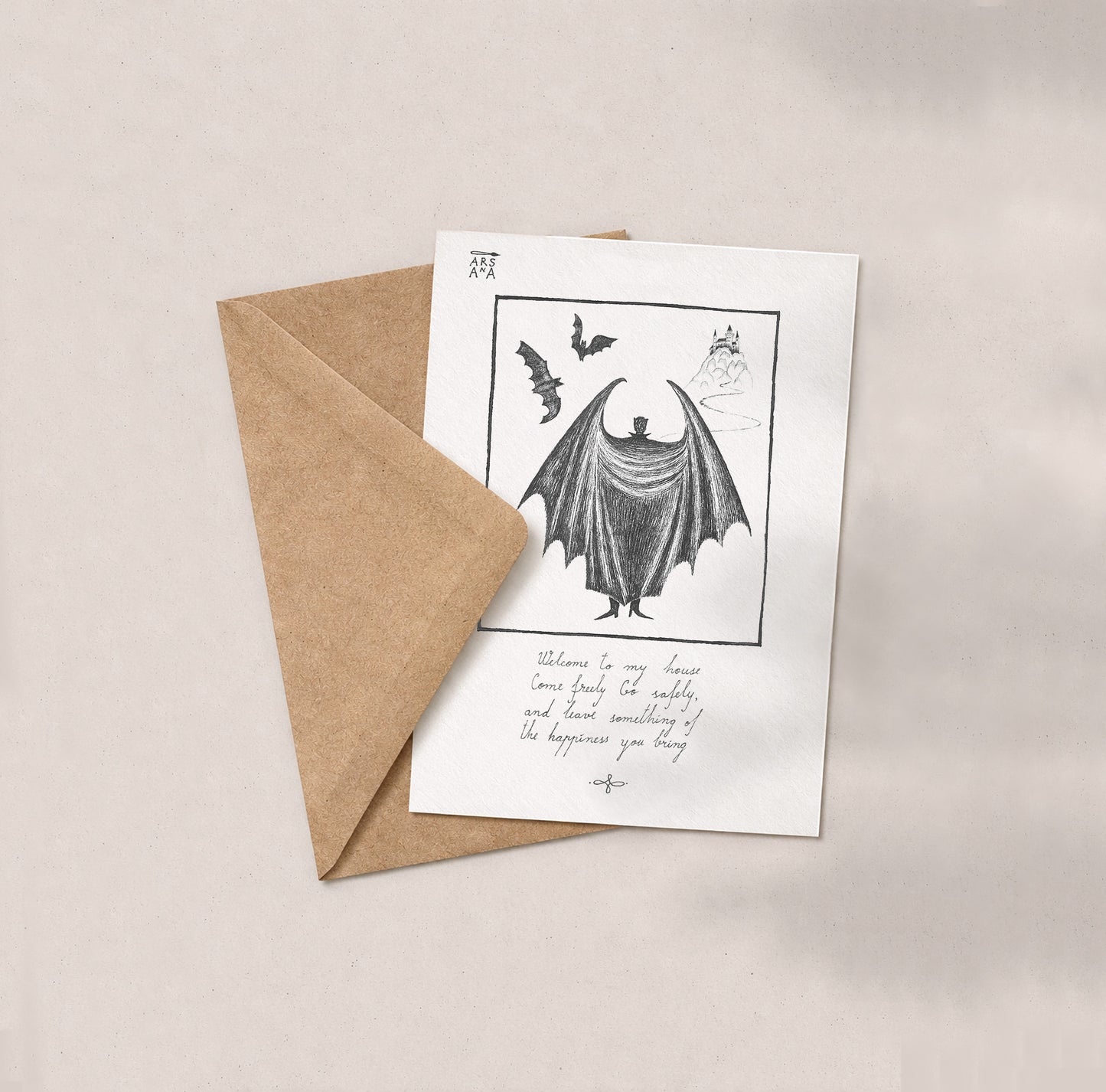 Welcome to my house, Come freely, Co safely and leave something of the happiness you bring, A6 with Recycled Envelope