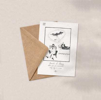 Dracula at therapy, when you are immortal, every day is a crisis, A6 with Recycled Envelope
