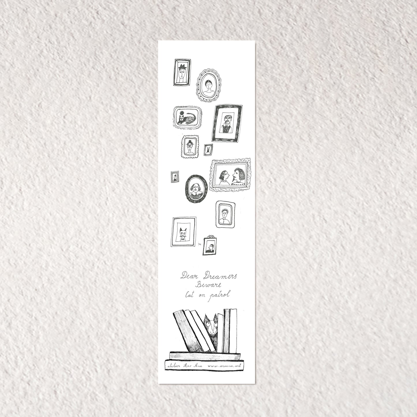 Cat Bookmark, Illustrated Literary Gift for Book Lovers