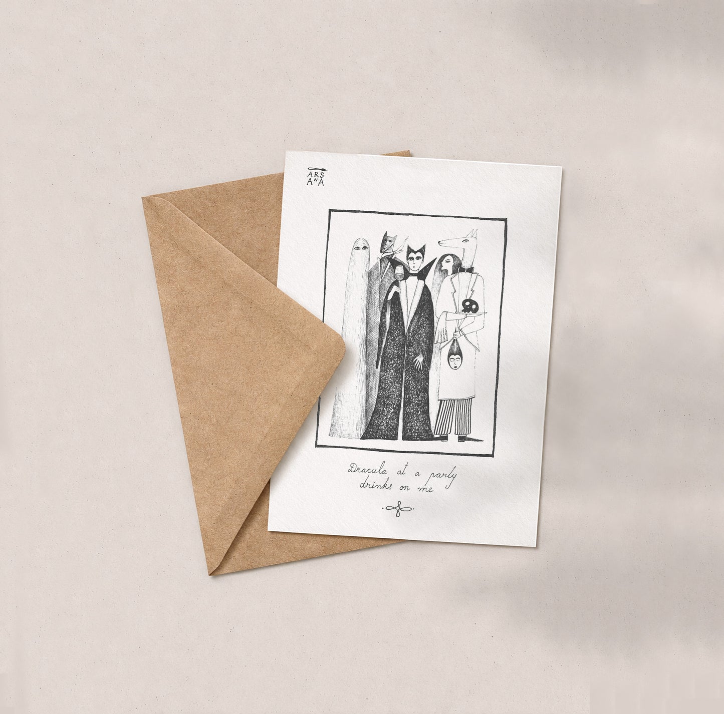 Dracula at a party, Drinks on me day, A6 with Recycled Envelope