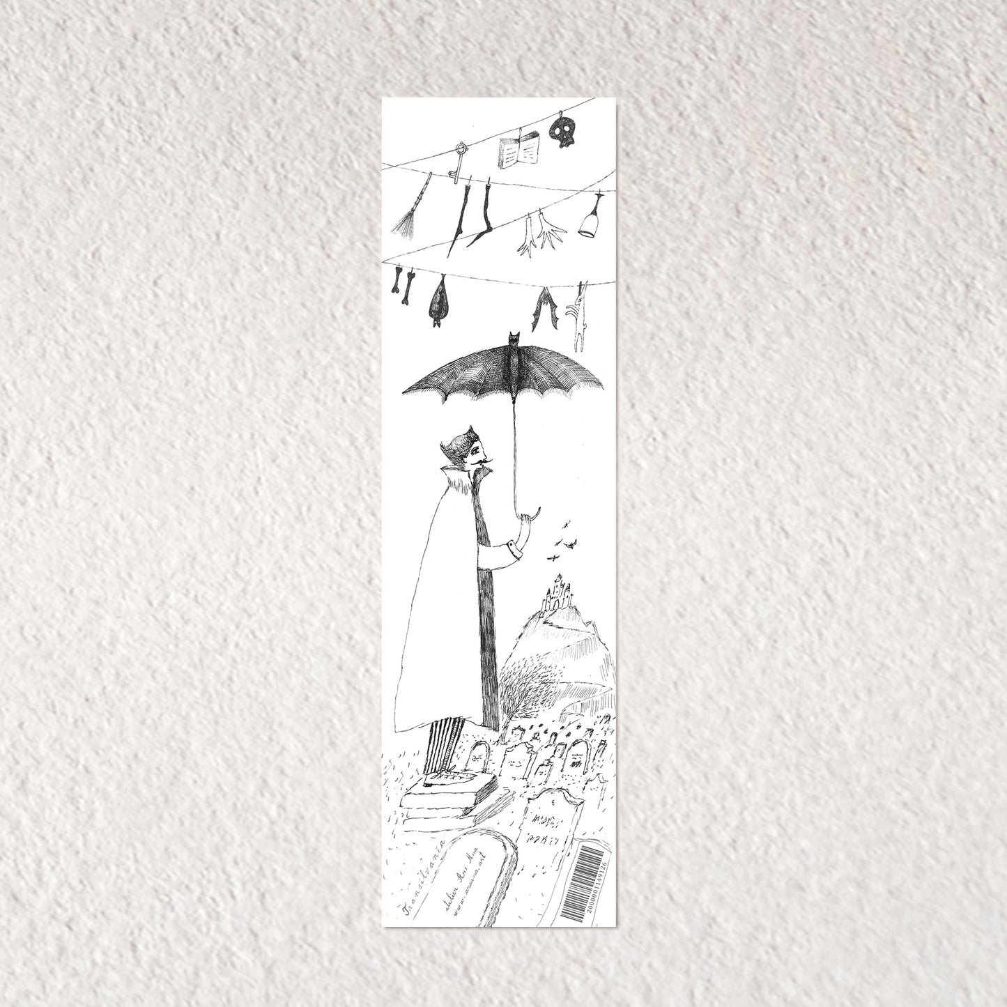 Dracula at Cemetery Bookmark, Illustrated Literary Gift for Book Lovers