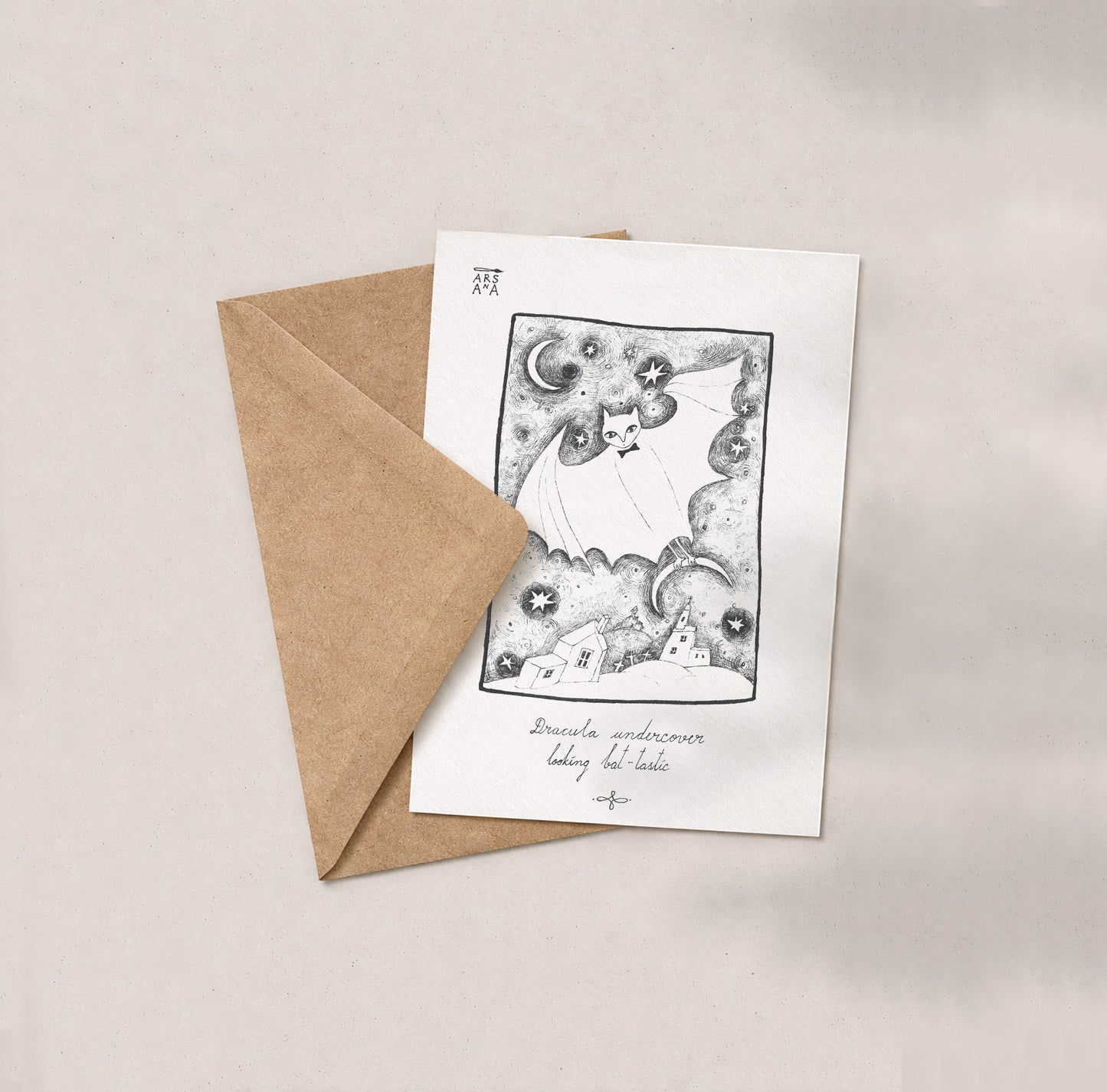 Dracula undercover, looking bat-tastic, A6 with Recycled Envelope