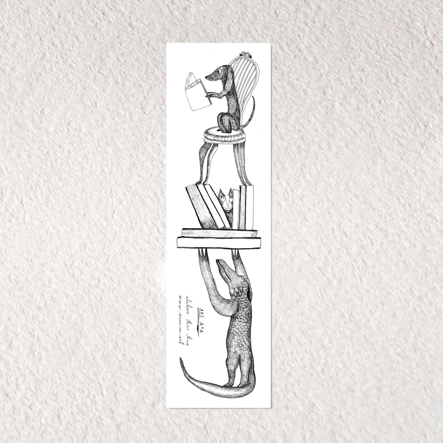 Crocodile Bookmark, Illustrated Literary Gift for Book Lovers