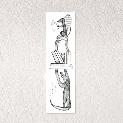Crocodile Bookmark, Illustrated Literary Gift for Book Lovers