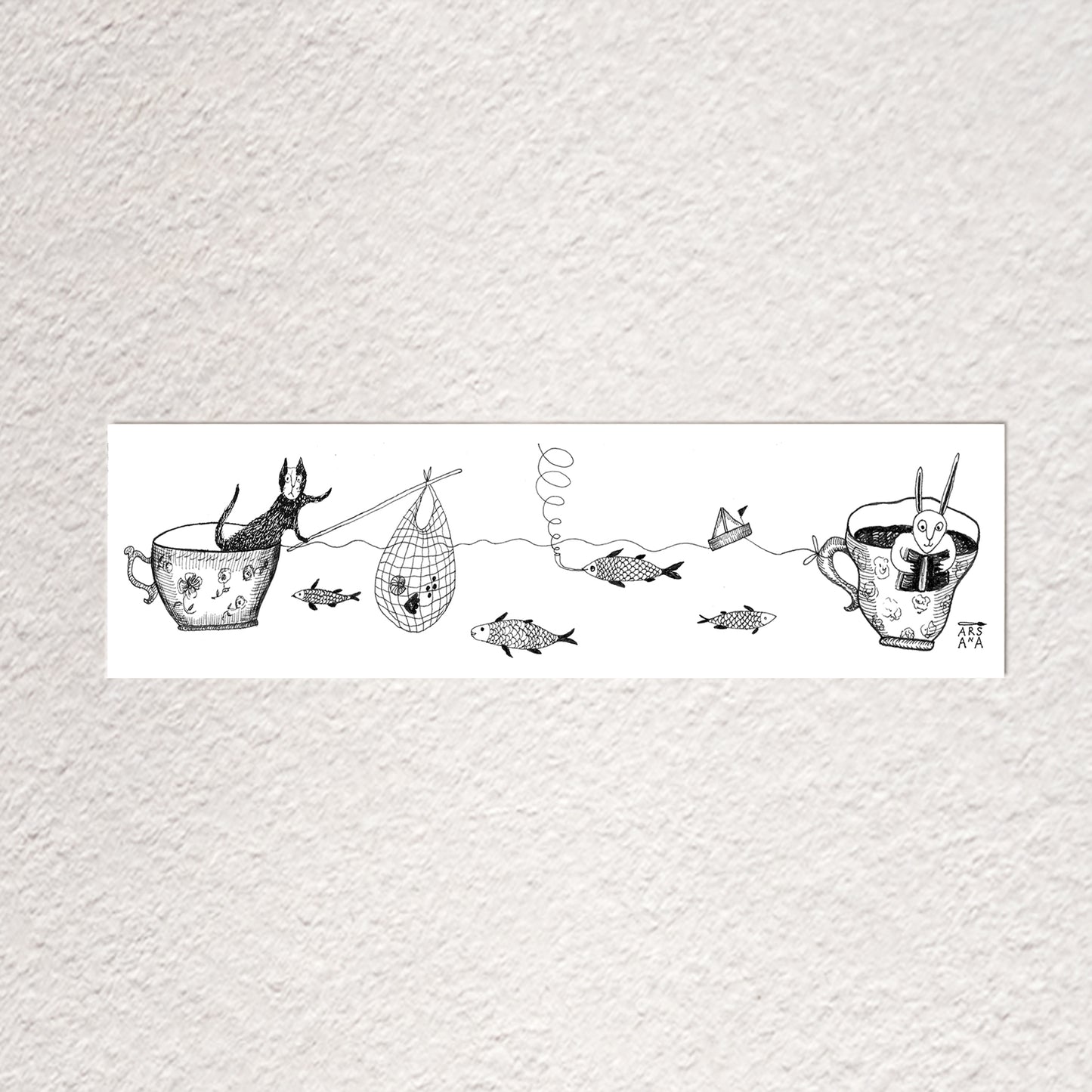 Cats Tea Bookmark, Illustrated Literary Gift for Book Lovers