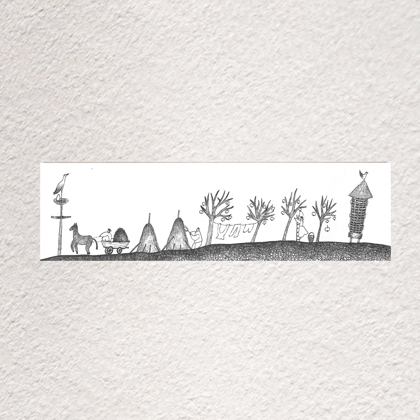 Village Life Bookmark, Illustrated Literary Gift for Book Lovers